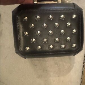 Alexander McQueen Black Leather Clutch with Silver Studs brand new with tags